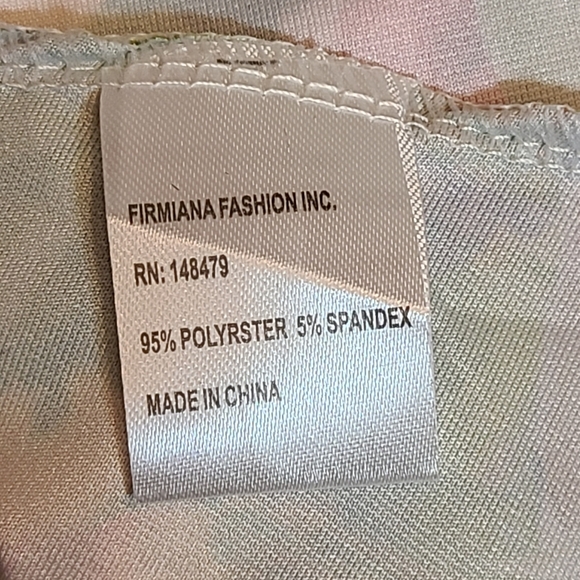 NWT Lily by Fermiana Pink & Green Floral Flutter Sleeve V Neck Tunic Size Large - Picture 5 of 6